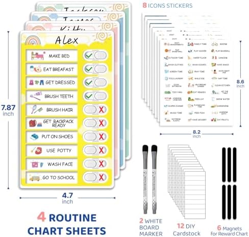 4 in 1 Namable Chore Chart for Kids, Dry Erase Morning/Bedtime Routine Chart for Kids for Refrigerator, Magnetic Visual Schedule for Kids Toddlers to Do List Checklist for Multiple Kids - Image 6