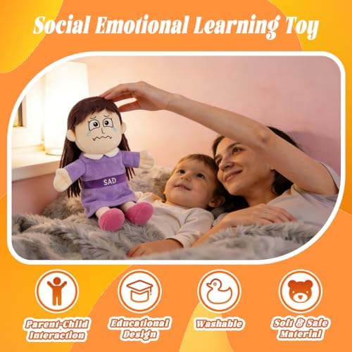 Sad Emotion Hand Puppet for Kids & Toddlers – Social Emotional Learning Plush Toy, 12 Inch Feelings Puppet for Emotional Recognition, Preschool Classroom Activities & Role Play - Image 6