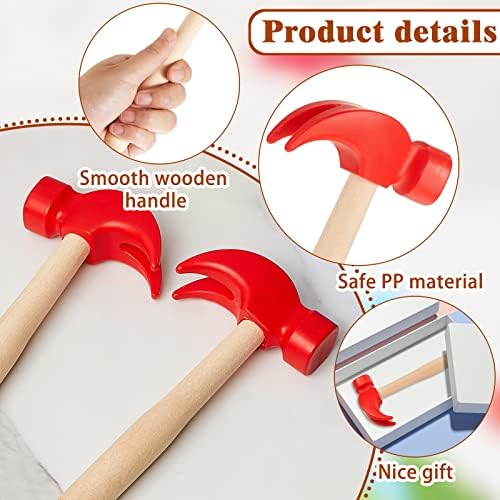 Lewtemi 8 Pcs Wooden Hammer Toys for Kids Simulation Small Tool Gift 6.5" - Image 3