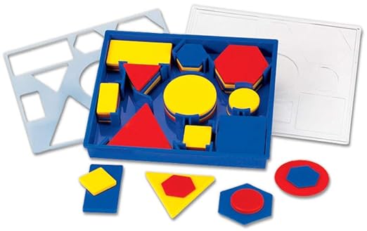 hand2mind Plastic Attribute Blocks Student Kit, Geometry Set, Preschool Learning, Manipulatives for Preschool, Montessori Math, Shapes for Toddlers, Home Schooling Materials Pre-K (Set of 60 Blocks) by hand2mind