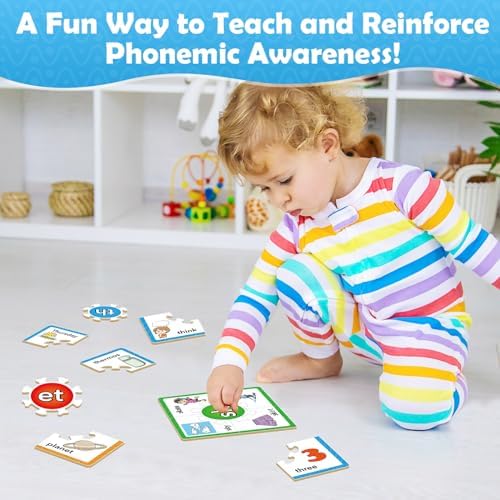 Torlam Phonics Puzzle, Rhyming Games Phonics Games Flash Cards for Kids Toddler, Learn to Read Spelling Reading Sight Words, Long Vowel Silent E Site Words for Preschool Kindergarten Homeschool - Image 4