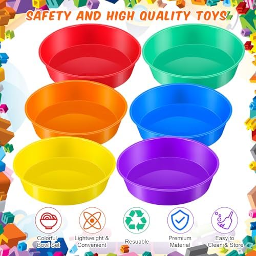 48 Pcs Sorting Bowls for Toddlers, 6 Colors Counting Bowls - Image 3