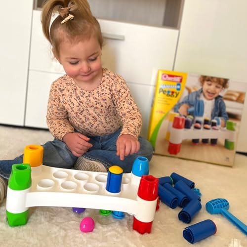 Quercetti: Hammer Peggy - Classic Peg Pounding Bench Toy, Interactive & Colorful, Raise & Lower The Sturdy Board, Cause-Effect Play, Toddler-Kid 18mo+ - Image 5