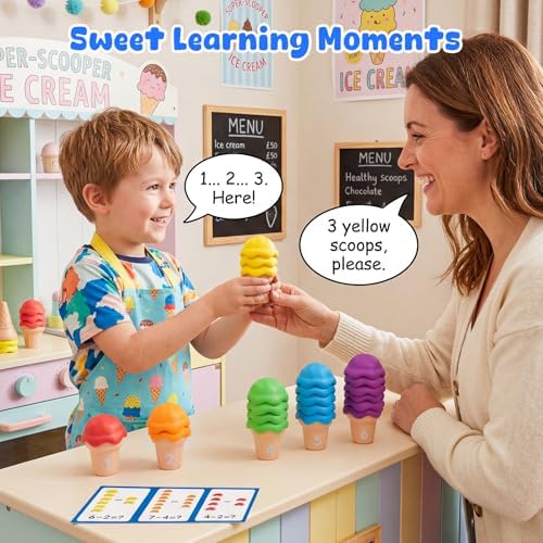 NEOROD Ice Cream Toys for Toddlers 1-5, Montessori Counting Manipulatives - Image 4