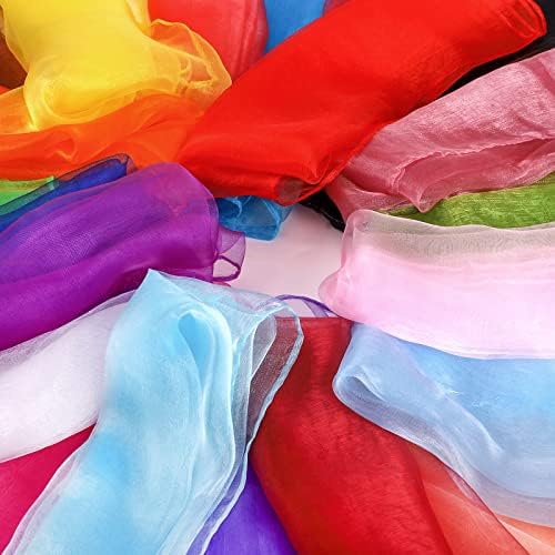 Jucoan 40 Pack Colorful Dance Scarves for Kids, 20 Colors Square Juggling Scarf Actives Scarves, 24 x 24 Inch Soft Ribbon Music Scarves Rhythm Scarves for Children Movement Play - Image 5