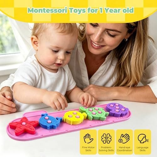 Montessori Toys for 1+ Year Old, Silicone Baby Stacking Shape Color Sorting Toys for Toddlers 1-3, Preschool Learning Activities Toddler Games, 1 2 3 Year Old Girls Boys Birthday Gifts - Image 5