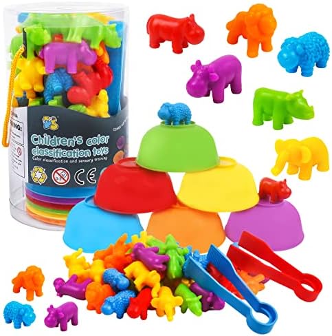TSYAN Counting Toys Matching Game for Kids with Sorting Bowls Preschool Learning Educational Activities Toys Color Classification and Sensory Game Set Toddler Fine Motor Toys for Kid by TSYAN