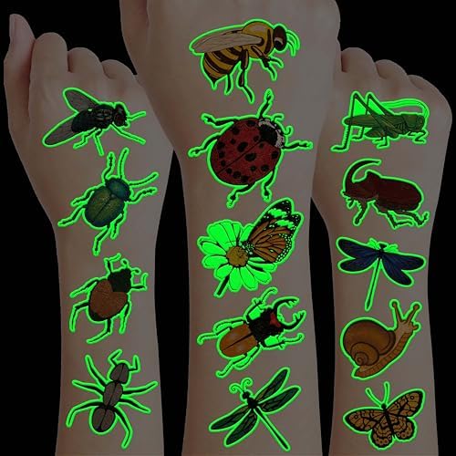 96PCS Glow in The Dark Bug Temporary Tattoos for Kids, Luminous by Unknown