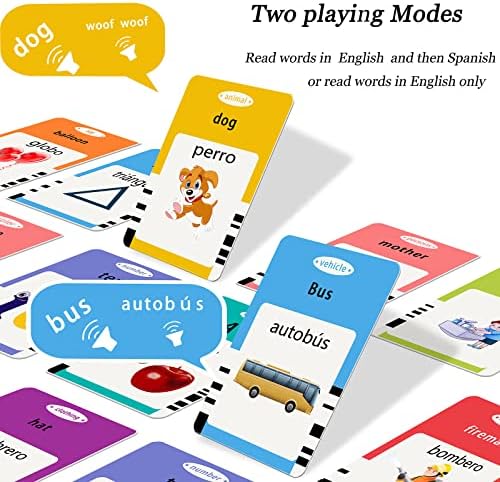 Startcan Spanish & English Talking Flash Cards for Toddlers 1 2 3 4 5 6, Audible Toys for Kids to Learn Spanish - 258 Cards and 516 Words(Blue) - Image 3