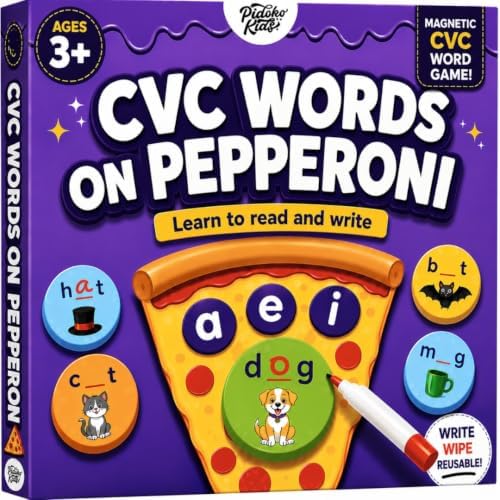 CVC Words on Pepperoni - Learn to Read & Write, Magnetic Phonics Games by PidokoKids