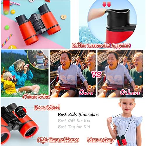 Kids Binoculars Best Gifts for 3-12 Years Boys Girls High-Resolution Optics Shockproof Mini Compact Binocuolar Toys Folding Small Telescope for Bird Watching Camping Outdoor Play - Image 4