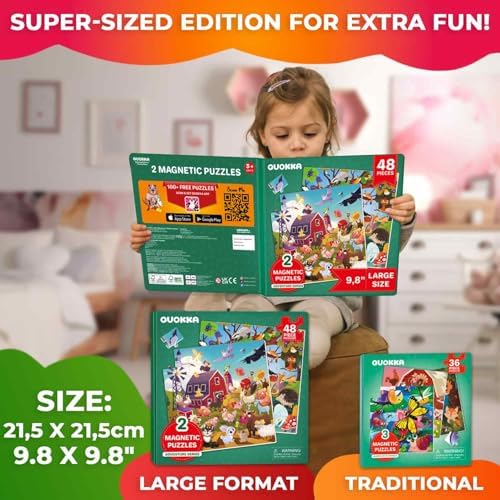 Magnetic Puzzles for Toddlers 2-4 - 2x48 Pieces Travel Games for Kids 3-5 - Image 2