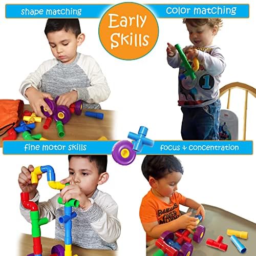 Skoolzy STEM Pipe Tube 29 Pc Building Blocks Set, ADHD & Autism, Kids - Image 2