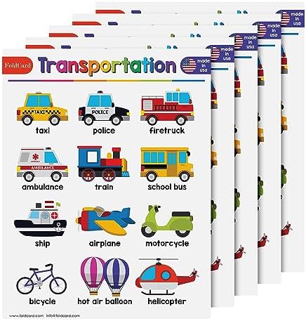 FoldCard Transportation Chart Educational Poster 8.5x11 5pk by FoldCard