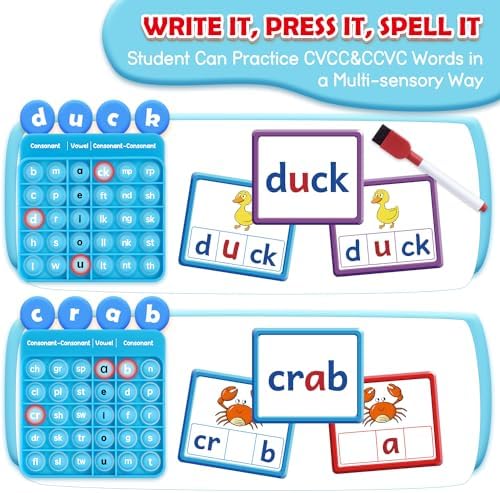 Torlam CVCC & CCVC Word Games, Sight Words Flash Cards Spelling Reading Learning Phonics Games for Kids, Speech Therapy Toy, Kindergarten Classroom Must Have Learning Activities Homeschool Supplies - Image 3