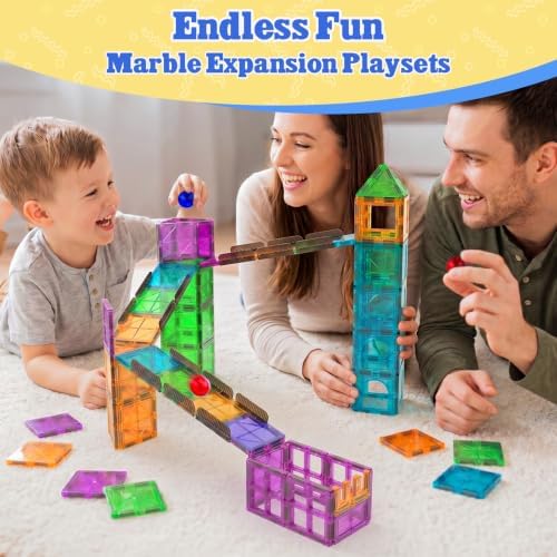 Magnetic Tiles Rail Pack 18-Pieces Magnetic Rail Clamps with Marble Run - Image 6