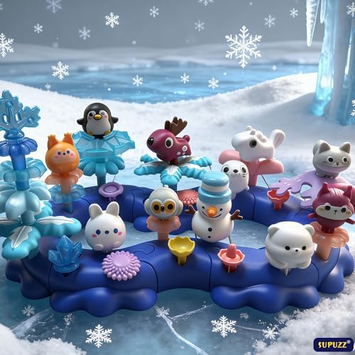 Ice Flower Garden Building Toy Set, 136 PCs Giant Snow Theme Blocks for Kids Ages 4-8, Advanced Arctic Animals Playset with 10 Figures, Ultimate Open-Ended Gift for Girls ( ICY-World-L3) - Image 2