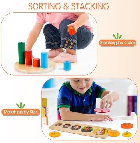 WOODMAM Wooden Montessori Toys for 1+ Year Old, 9 in 1 Educational Play Kit - Image 6
