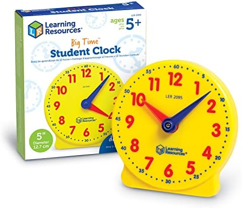 Learning Resources Big Time Student Clock, Teaching & Demonstration Clock, Develops Time and Early Math Skills, Ages 5+, Clock for Learning, 12 Hour,Back to School Gifts by LearningResources