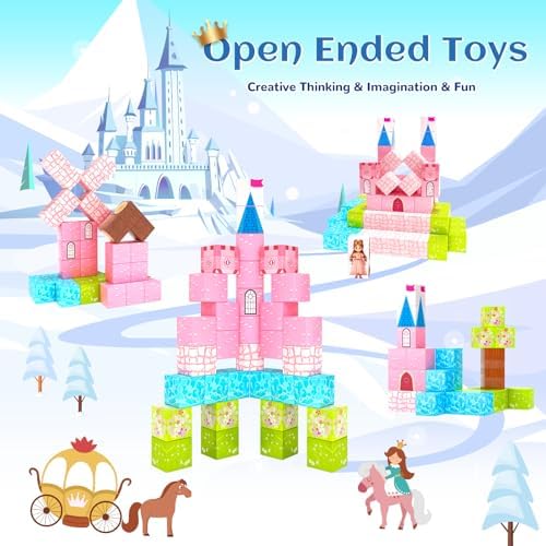 Hiwawind Updated Princess Magnetic Blocks for Girls, Princess Castle Magnetic Building Toys, STEM Montessori Sensory Toys for Toddlers 3-4 5-6 7-8, Creative Birthday Gifts for 3+ Year Old Girl - Image 3