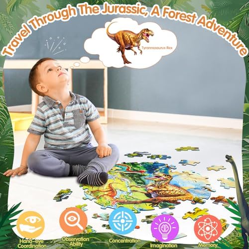 DIGOBAY 70PCS Glow in The Dark Dinosaur Floor Puzzles for Kids Ages 4-8 - Image 5