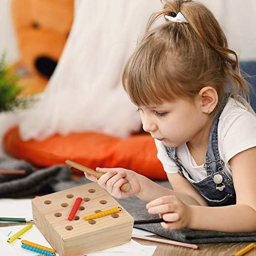 Boxiki kids Wooden Montessori Toys for Babies, Toddlers & Kids, Fine Motor Skills, Magnetic Worm Game for 3 Years Old - Image 6