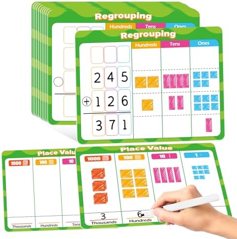 12 PCS Place Value Chart Dry Erase Flash Cards Math Manipulatives by Unknown