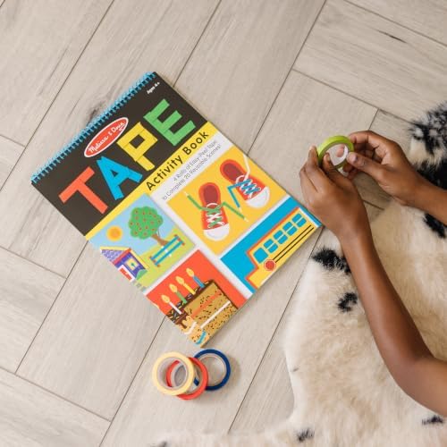 Melissa & Doug Tape Activity Book for Kids with 4 Easy-Tear Tape Rolls (Blue, Green, Red, Yellow) & 20 Reusable Scenes on Spiral-Bound Sheets, Road Trip Activities & Travel Toys for Kids Ages 4+ - Image 2