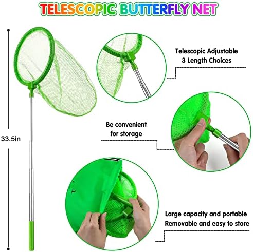 INNOCHEER Kids Explorer Kit & Bug Catcher Kit & Safari Costume Kit, Outdoor Exploration Set with Hat, Vest, Butterfly Net and Bugs Book for Boys Girls 3-12 Years Old (Camouflage Green) - Image 2