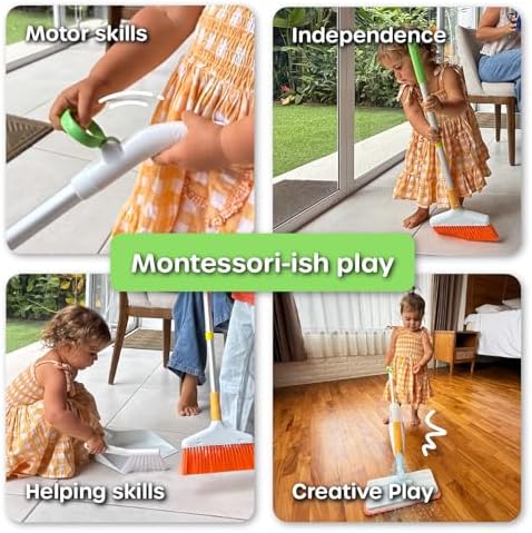 Quiggly Toddler Toy Cleaning Set - Spray Mop, Broom, Dustpan, for Kids 3-5 - Image 5