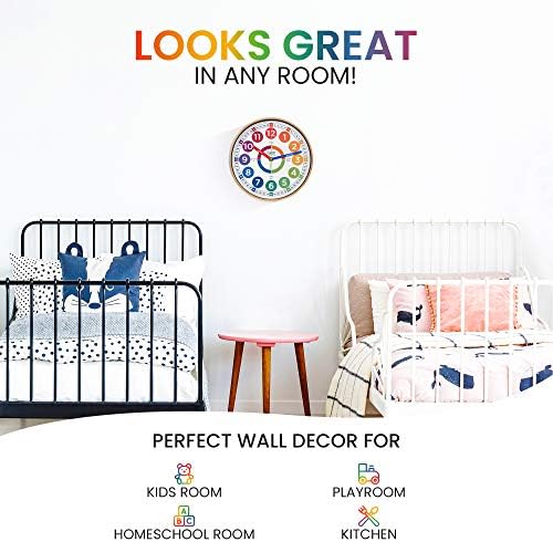 Oyster&Pop Kids Wall Clock - Silent 10" Analog Learning Clock for Classroom - Image 5