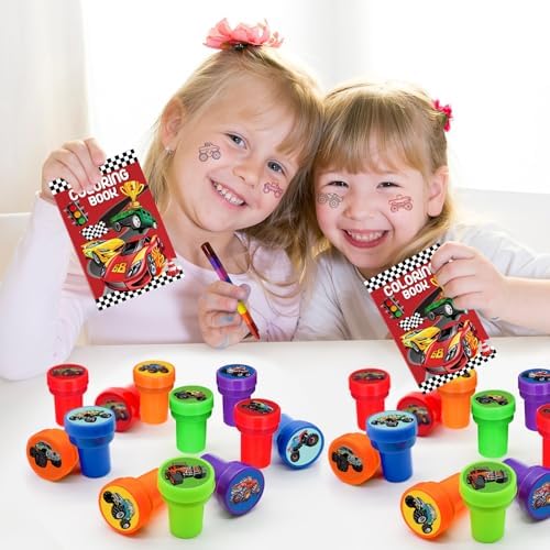 Cinrobiye 24 Pcs Monster Truck Stampers Party Favor Set, Cute Racing Truck Stamps for Kids Birthday Party, Classroom Rewards, Goody Bag Fillers, Car Racing Party Supplies, Monster Truck Themed Toys - Image 6