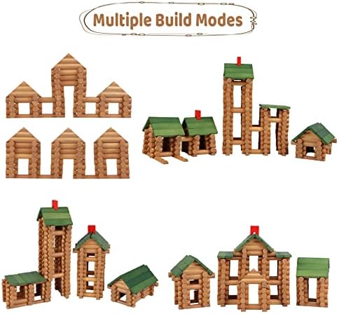 Wondertoys 530 Pcs Wooden Logs Set Ages 3+, Classic Building Log Toys for Kids, Creative Construction Engineering Educational Gifts - Image 6
