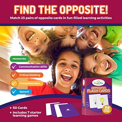 CreateFun Opposites Flash Cards, 50 Realistic Matching Photo Cards,25 Pairs - Image 2