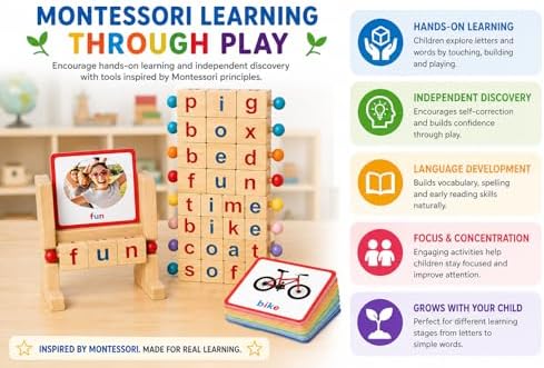 Montessori Wooden CVC Word Game | Real Photo Phonics Flash Cards Ages 3+ (CVC Word Game) - Image 4