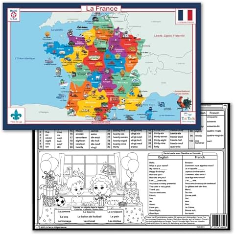 Tot Talk France Map Educational Placemat for Kids | Learn France Geography by TotTalk