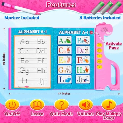 ABC Learning Sound Book for Toddlers 3–5 – Interactive Busy Book with English & Spanish, Alphabet, Counting, Music & Tracing Activities, Montessori Educational Toy, Holiday for Kids - Image 6