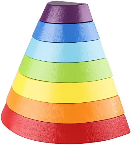 Coogam Wooden Rainbow Stacker Nesting Puzzle Blocks - Tunnel Stacking Game Building Creative Color Shape Matching Jigsaw Learning Toy Set Board Early Development for Kids Boy Girl - Image 3
