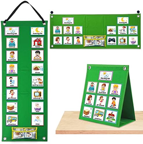 Visual Schedule Chart for Kids with Autism, Daily Kids Routine Chart Behavioral Planner with 70 Durable Cards - Reusable Daily Schedule Board for Toddlers Home, Classroom Learning Tool by Mewise