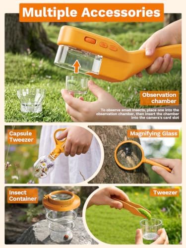 Bug Catcher for Kids with Microscope, Bug Catching Kit-Orange - Image 5