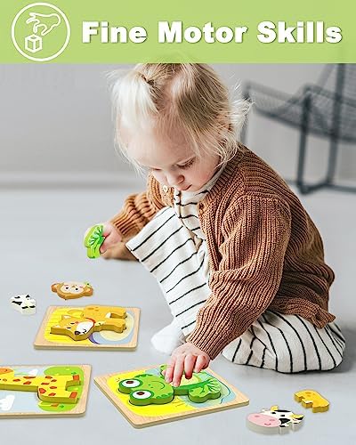 Benresive Wooden Toddler Puzzles, Montessori Toddler Toys for 1 2 Year Old - Image 4