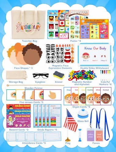 Pretend Teacher Role Play School Set Teaching Supplies for 3-8 Kids - Image 5