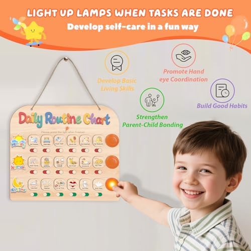 Daily Routine Chart for Toddlers, 3 in 1 Morning Bedtime Routine - Image 3
