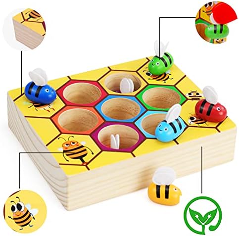 WOOD CITY Toddler Fine Motor Skills Toys, Bee to Hive Matching Game, Wooden Color Sorting Toy for Toddler 2 3 Years Old, Montessori Preschool Learning Toys Gift for Children - Image 6