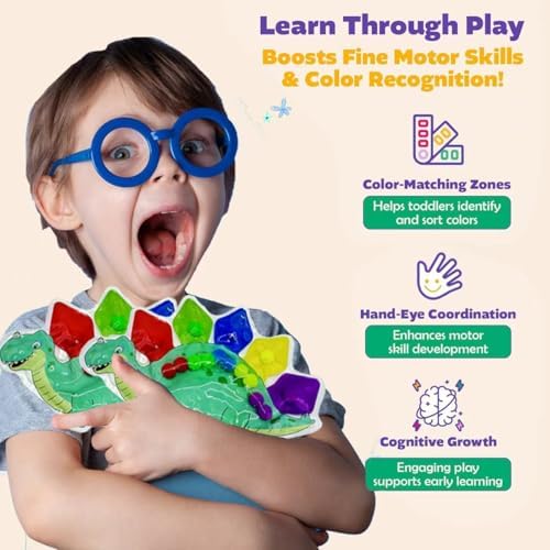 Dinosaur Color Sorting Toys Sensory, Toddler Sensory Toys, Travel Toy for Toddlers 1-3,Squeeze Fidget,Sensory Sorting Game, Educational Toy for Boys Girls Ages 3-5 - Image 2