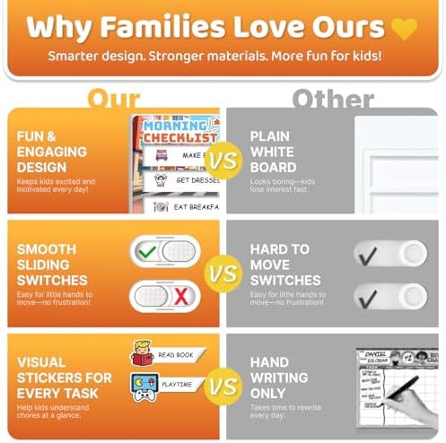 2 in 1 Upgraded Slider Bedtime/Morning Routine Chart for Kids Toddlers, Dry Erase Chore Chart for 2 Kids, Magnetic Visual Schedule for Kid - Image 4