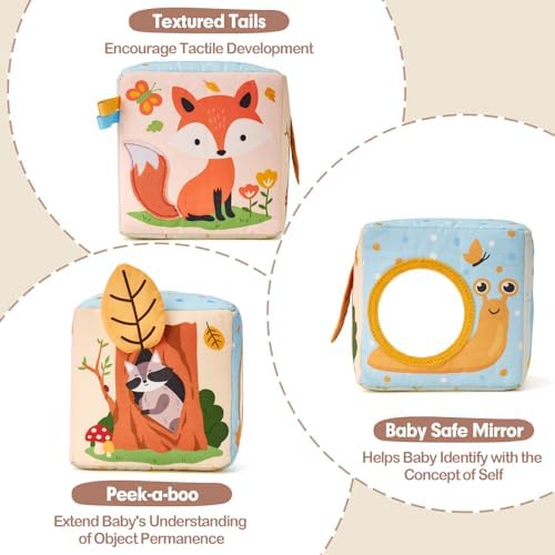 hahaland Baby Tissue Box Toy - Baby Toys 6-12 Months Montessori Toys with Scarves, Crinkle, Textures, Mirror - Gifts for Babies - Image 5