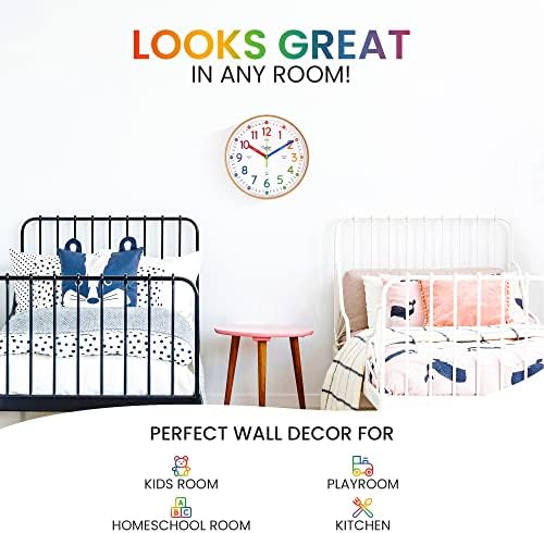 Oyster&Pop Rainbow Kids Wall Clock - Silent 10" Analog Learning Clock - Image 5