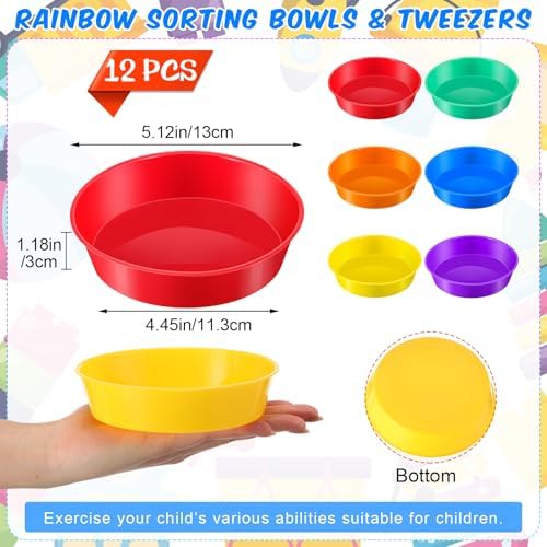 12 Pcs Sorting Bowls for Toddlers, 6 Colors Counting Bowls - Image 2