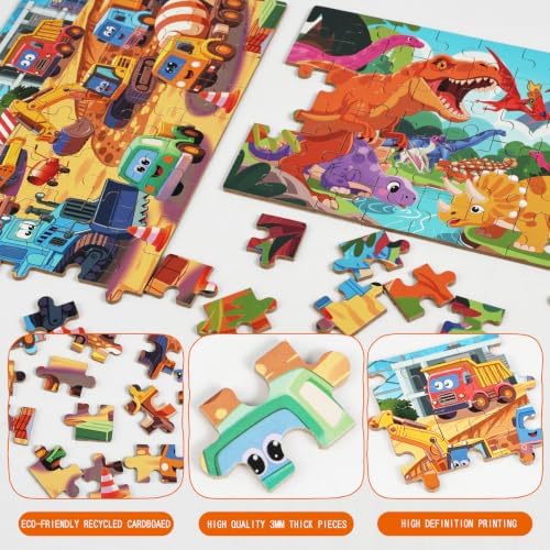 Puzzles for Kids Ages 4-8, 60 Pieces Puzzles for Kids Ages 3-5 in a Metal Box Girls and Boys Learning Educational Jigsaw Puzzle Toys Gifts - Image 2